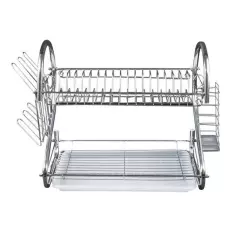 Suport pentru vase metalic cu 2 etaje, argintiu,Gonga®