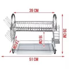 Suport pentru vase metalic cu 2 etaje, argintiu,Gonga®