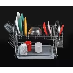 Suport pentru vase metalic cu 2 etaje, argintiu,Gonga®