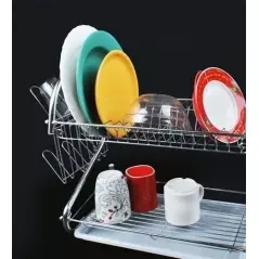 Suport pentru vase metalic cu 2 etaje, argintiu,Gonga®