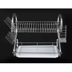 Suport pentru vase metalic cu 2 etaje, argintiu,Gonga®