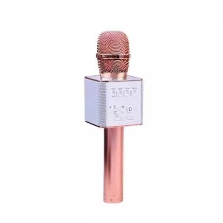 Microfon karaoke wireless, cu boxa incorporata, rose gold, Gonga