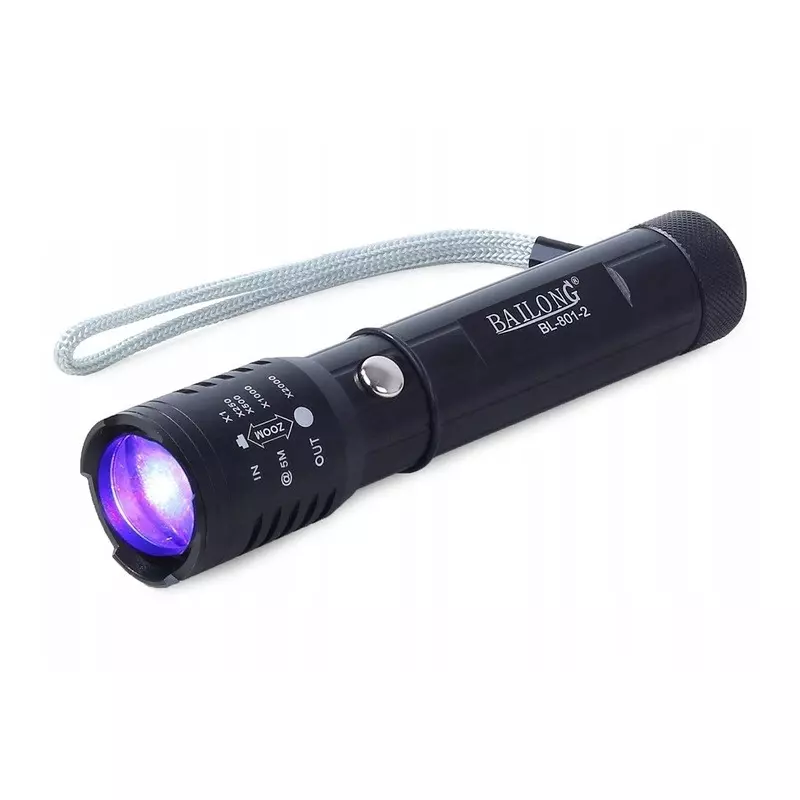 Lanterna cu raze UV LED pentru testarea banilor falsi, Bailong, negru